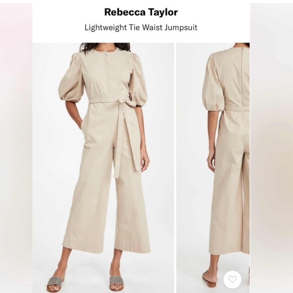 Rebecca Taylor Light Weight Tan Jumpsuit with pockets, wide leg, size 12